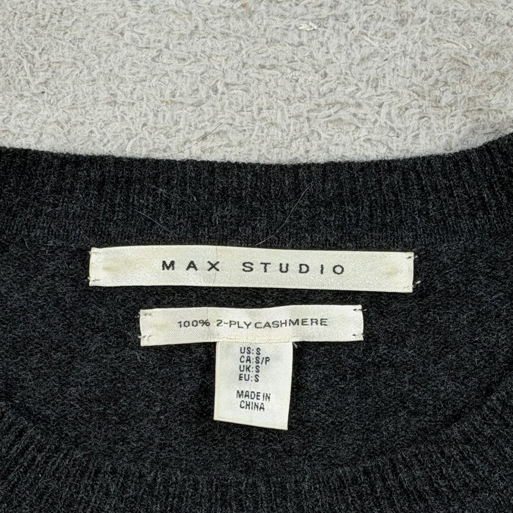 Max Studio Sweater Womens Small Grey 100% Cashmere 2 Ply Oversized Crewneck Soft - Picture 2 of 6